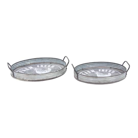 Gray Metal Farmhouse Tray Set